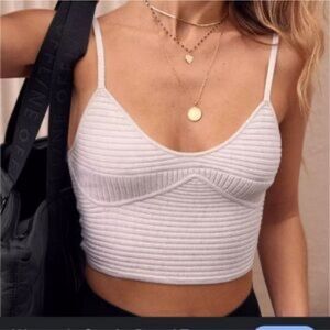 Aerie White Ribbed Crop Top